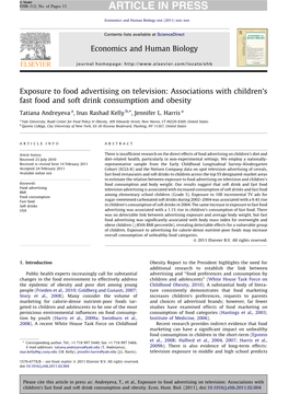 Exposure to Food Advertising on Television: Associations with Children’S Fast Food and Soft Drink Consumption and Obesity