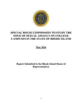 Special House Commission to Study the Issue of Sexual Assault on College Campuses in the State of Rhode Island