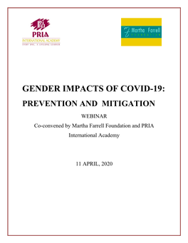 Gender Impacts of Covid-19: Prevention and Mitigation