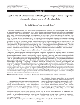 Systematics of Clupeiformes and Testing for Ecological Limits on Species Richness in a Trans-Marine/Freshwater Clade