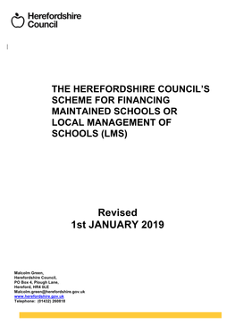 Local Management of Schools Scheme for Herefordshire (LMS)