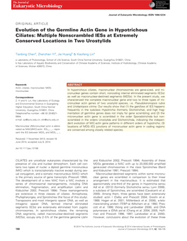 Evolution of the Germline Actin Gene in Hypotrichous Ciliates: Multiple Nonscrambled Iess at Extremely Conserved Locations in Two Urostylids