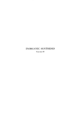 INORGANIC SYNTHESES VOLUMEIV Inorganic Syntheses Volume IV