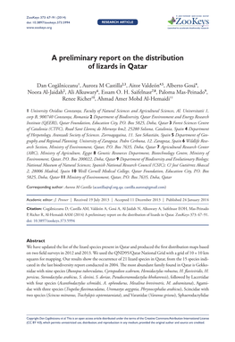 A Preliminary Report on the Distribution of Lizards in Qatar