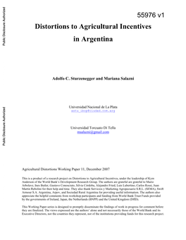 Distortions to Agricultural Incentives in Argentina Public Disclosure Authorized