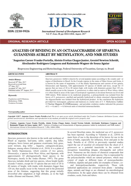 Analysis of Binding in an Octasaccharide of Siparuna Guianensis Aublet by Methylation, and Nmr Studies