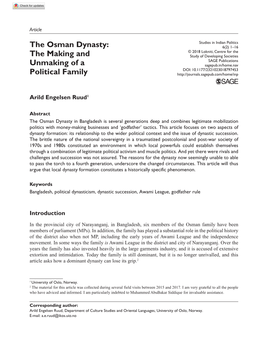 The Osman Dynasty: the Making and Unmaking of a Political Family