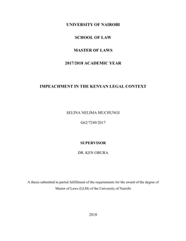 Impeachment in the Kenyan Legal Context