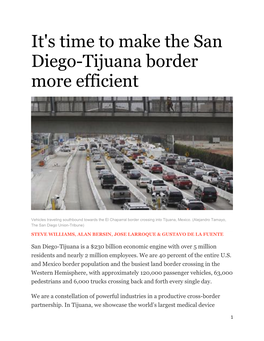 It's Time to Make the San Diego-Tijuana Border More Efficient