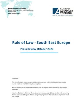 Rule of Law Programme South East Europe October 2020