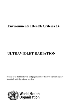 Environmental Health Criteria 14 ULTRAVIOLET RADIATION