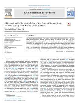 A Kinematic Model for the Evolution of the Eastern California Shear Zone and Garlock Fault, Mojave Desert, California ∗ Timothy H