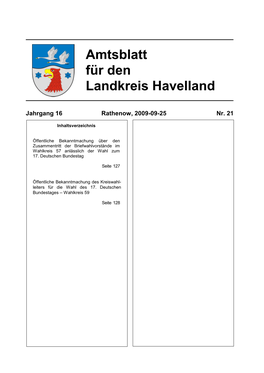 Amtsblatt Für Den Landkreis Havelland Seite 127