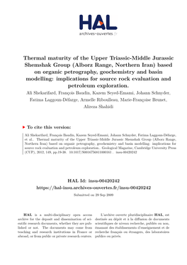 Thermal Maturity of the Upper Triassic-Middle Jurassic Shemshak Group