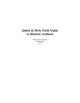 Quick & Dirty Field Guide to Historic Artifacts