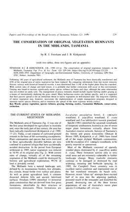 The Conservation of Original Vegetation Remnants in the Midlands, Tasmania