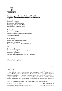 Maximizing the Spectral Radius of Fixed Trace Diagonal Perturbations of Nonnegative Matrices