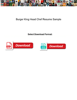 Burger King Head Chef Resume Sample