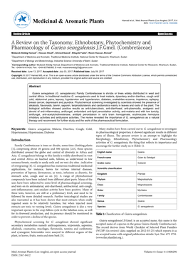 A Review on the Taxonomy, Ethnobotany, Phytochemistry and Pharmacology of Guriea Senegalensis J.F.Gmel