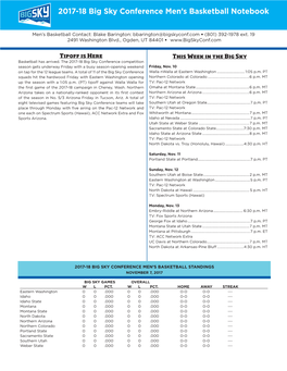 2017-18 Big Sky Conference Men's Basketball Notebook