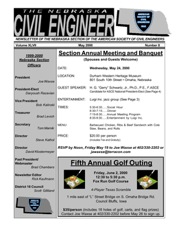 Fifth Annual Golf Outing Brad Chambers Friday, June 2, 2000 Newsletter Editor Rick Kaufmann 12:30 to 5:30 P.M