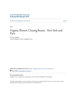 Virginia Thoren: Chasing Beauty - New York and Paris Patricia Cutright Central Washington University, Cutright@Cwu.Edu