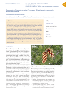 Conservation of Macedonian Pine (Pinus Peuce Griseb.) Genetic Resources in Pelister National Park