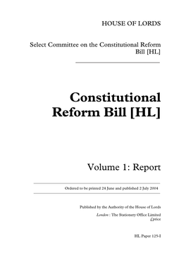Constitutional Reform Bill [HL]