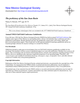 The Prehistory of the San Juan Basin Nancy S