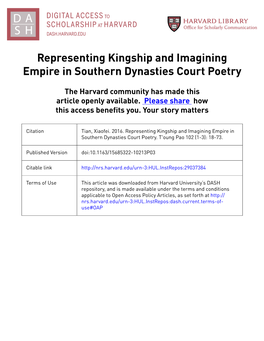 Representing Kingship and Imagining Empire in Southern Dynasties Court Poetry