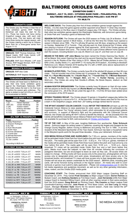 Orioles Game Information • August 26, 2008