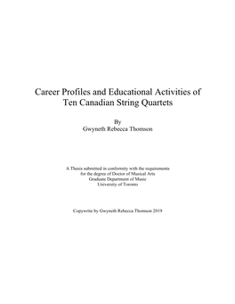 Career Profiles and Educational Activities of Ten Canadian String Quartets