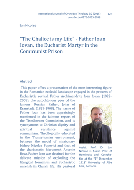 Father Ioan Iovan, the Eucharist Martyr in the Communist Prison