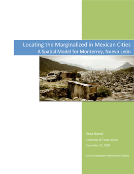 Locating the Marginalized in Mexican Cities – Crp 386, Fall 2008