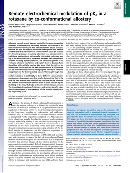 Remote Electrochemical Modulation of Pka in a Rotaxane by Co