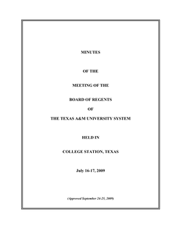 MINUTES of the MEETING of the BOARD of REGENTS July 16-17, 2009