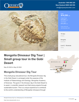 Gobi Desert Dinosaur Dig Small Group Tour (2020)