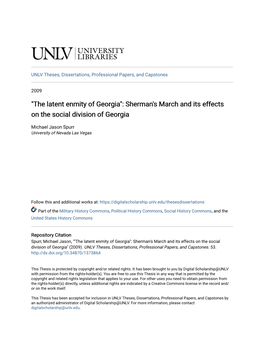 Sherman's March and Its Effects on the Social Division of Georgia