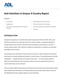 Anti-Semitism in Greece: a Country Report