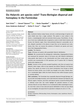 Do Holarctic Ant Species Exist? Trans&#X2010;Beringian