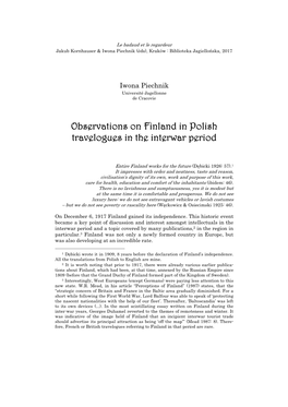 Observations on Finland in Polish Travelogues in the Interwar Period 307