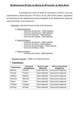 Etablissement Public De Santé De Proximité De Sidi-Aich