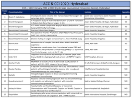 ACC & CCI 2020, Hyderabad