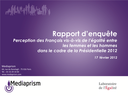 Enquête Egalité Femmes-Hommes Février 2012