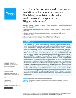 Are Diversification Rates and Chromosome Evolution in the Temperate Grasses (Pooideae) Associated with Major Environmental Changes in the Oligocene-Miocene?