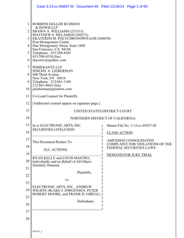 In Re Electronic Arts, Inc. Securities Litigation 13-CV-05837