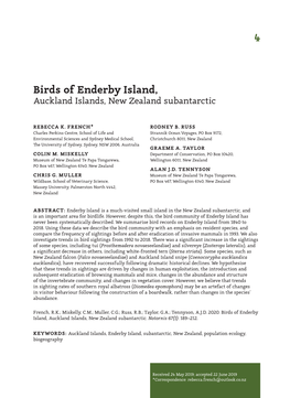 Birds of Enderby Island, Auckland Islands, New Zealand Subantarctic