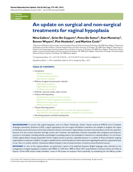 An Update on Surgical and Non-Surgical Treatments for Vaginal Hypoplasia