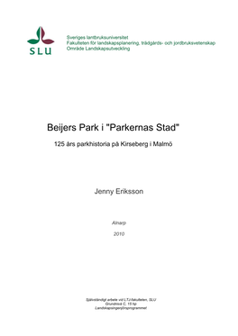 Beijers Park I "Parkernas Stad"