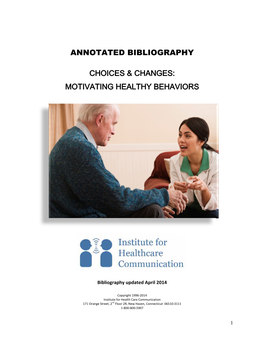 Annotated Bibliography Choices & Changes: Motivating Healthy